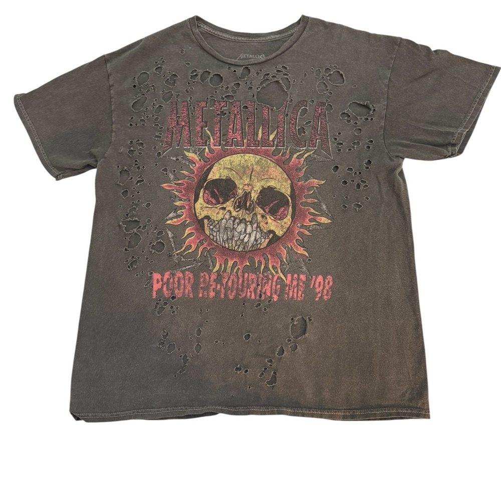 Metallica Distressed Charcoal Band Tee Size M – Vintage Rock Style